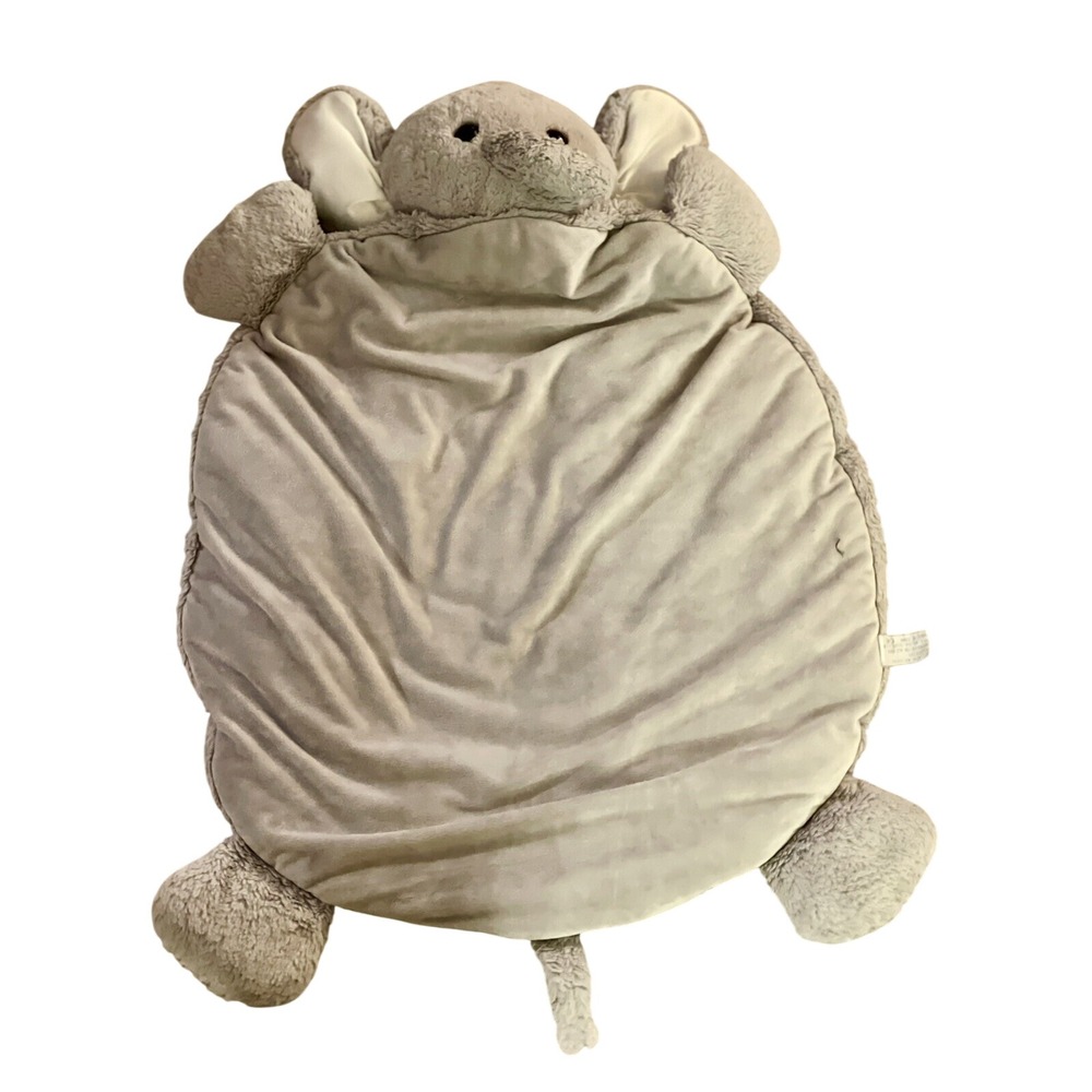 Bearington Baby Collection Grey Elephant Plush Tummy Time Play Mat Infant Toy